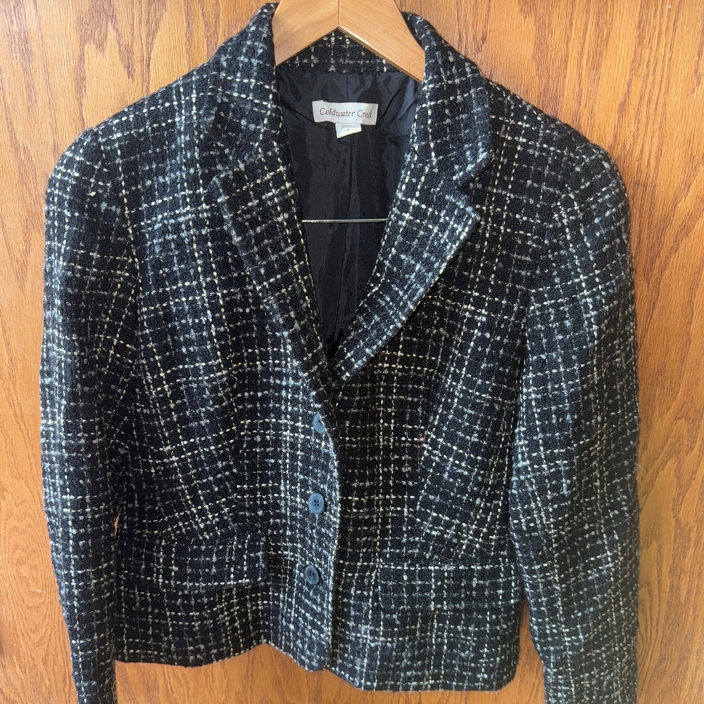 Coldwater Creek Plaid Black and White Blazer